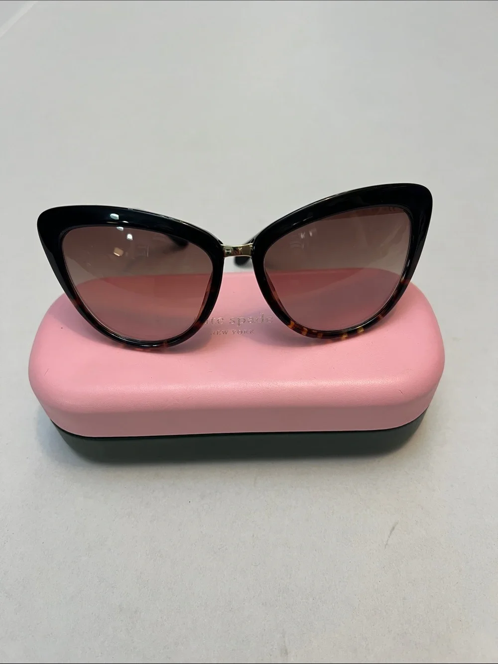 KATE SPADE Black & tortoise Havana Cissy Butterfly Sunglasses